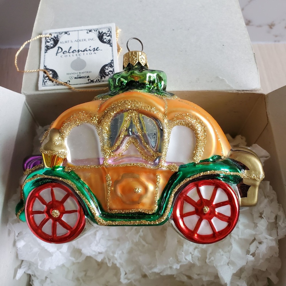 Kurt S Adler Polonaise Collection Cinderella Pumpkin Carriage Glass Ornament